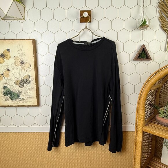 Banana Republic Factory Black Top with Side Stripe Detail - Size - Large - Picture 1 of 5